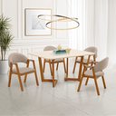 Ver imagem 1 de Conjunto Mesa de Jantar 1,20m com Tampo Off-white e 4 Cadeiras em Linho Bege – Linha Evo
