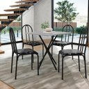 Ver imagem 1 de Conjunto Mesa com 4 Cadeiras e Tampo Quadrado Diamante Preto/Floral
