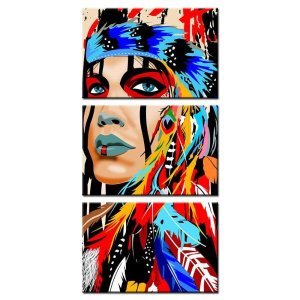 Quadros Decorativo Sala Índia americana Colorida 120x60cm