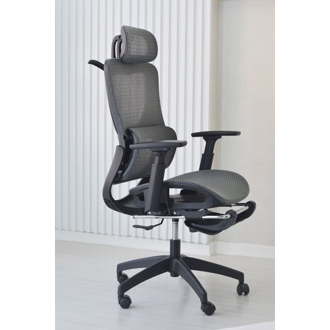 Cadeira de Escritório Ergonômica Presidente Premium Apoio de Pés Preta