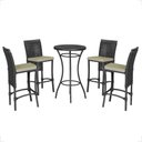 Ver imagem 1 de Mesa Bistrô e 4 Banquetas Roma Preta Corda Náutica Estofado 7 Trama Original
