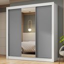 Ver imagem 1 de Guarda-roupa Casal 3 Portas de Correr com Espelho Branco/cinza Nobre Madesa Branco/cinza