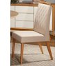Mesa De Jantar Cone Mel Tampo Redondo 90 cm Com Vidro Off White + 4 Cadeiras Ana Creme - 2