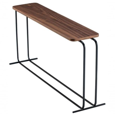 Mesa de Madeira Nogueira Lateral 0,95x0,20x0,50h Base Preto