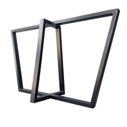 Base de Ferro Metalon Estilo Industrial para Mesas em Geral - Modelo Trapézios Duplos - Preto Eletro - 2