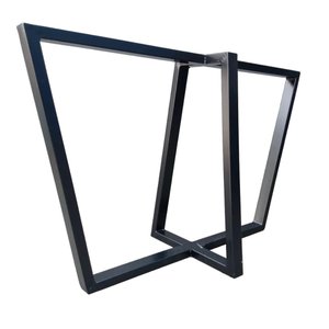 Base de Ferro Metalon Estilo Industrial para Mesas em Geral - Modelo Trapézios Duplos - Preto Eletro