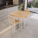 Ver imagem 1 de Conjunto Mesa de Jantar Quadrada 2 Cadeiras Pinus Riviera Industrial Branca Don Castro Decor Riviera