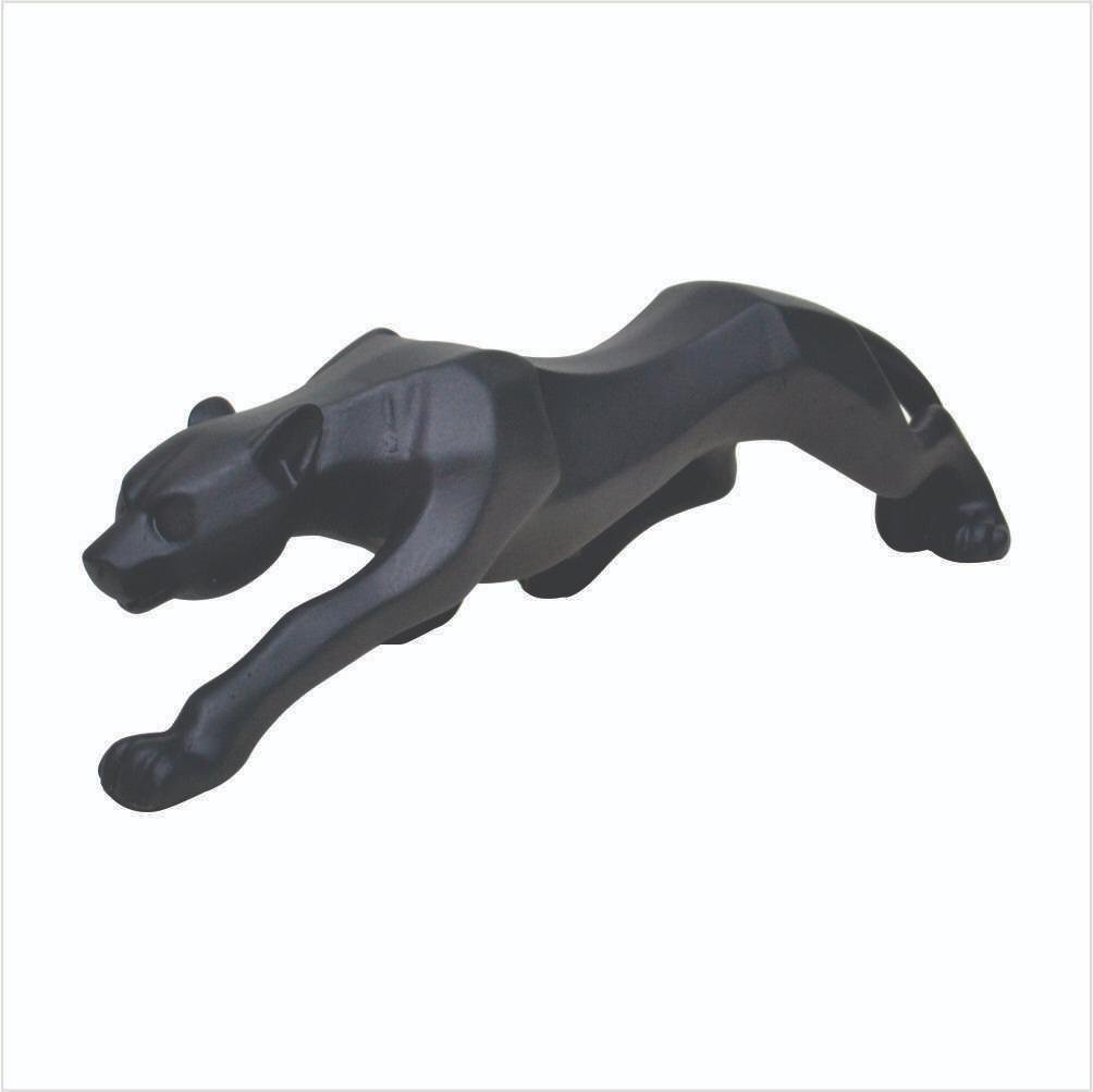 Escultura Leopardo Pantera Negra Estatua Decoração - 1