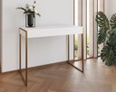 Ver imagem 1 de Aparador Industrial Califórnia 137x40 Ferro Dourado Tampo Branco
