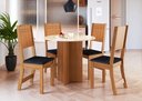 Ver imagem 1 de CONJUNTO DE SALA DE JANTAR PREDILLETA BERLIN 90 CM COM 4 CADEIRAS FREIJÓ/OFF-WHITE ASSENTO TECIDO PR