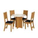 Ver imagem 2 de CONJUNTO DE SALA DE JANTAR PREDILLETA BERLIN 90 CM COM 4 CADEIRAS FREIJÓ/OFF-WHITE ASSENTO TECIDO PR