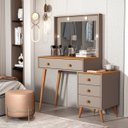 Ver imagem 1 de Penteadeira Camarim Completo Agata Mdf 114cm com Espelho Cinza Naturale