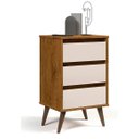 Ver imagem 1 de Mesa de Cabeceira 3 Gavetas Retrô Wood Freijo/off White
