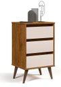Ver imagem 1 de Mesa de Cabeceira 3 Gavetas Retrô Wood Freijo/off White