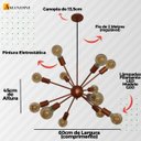 Ver imagem 3 de Lustre Pendente Sputinik 12 Hastes - Ideal para Mesa Jantar, Sala, Quarto - Cor Cobre