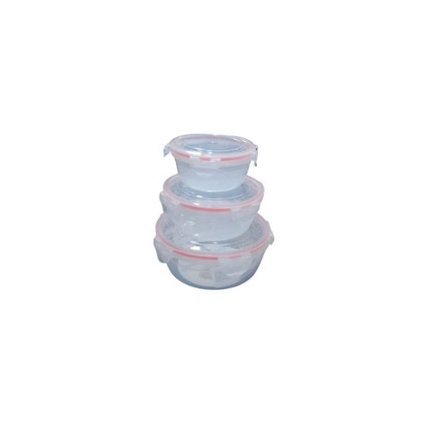 Kit 3 Potes Herméticos Plástico Redondo Multiuso 320ml 1l