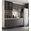 Ver imagem 1 de Cozinha Modulada Firenze 260m com Tampo Mdp 120m - Avena Touch/grafito Demóbile