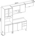 Ver imagem 5 de Cozinha Modulada Firenze 260m com Tampo Mdp 120m - Avena Touch/grafito Demóbile