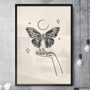 Ver imagem 1 de Quadro Decorativo Abstrato Mão Segurando Borboleta-34x49Cm