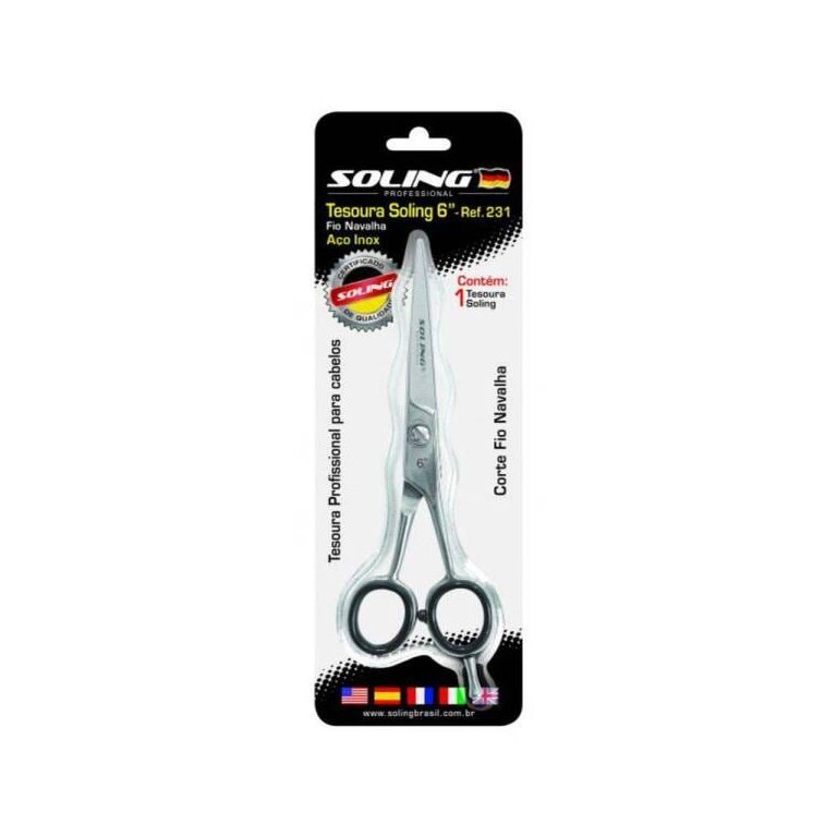 Tesoura de Cabelo Fio Navalha Soling Profissional - 6¨