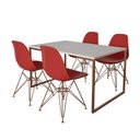 Ver imagem 6 de Mesa Industrial Base Ferro Cobre 137x90 Tampo Branco 4 Cadeiras Eiffel Ferro Cobre Assento Vermelho