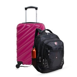Kit Mala de Bordo Pink Havana + Mochila Fuji Swiss Move - 1