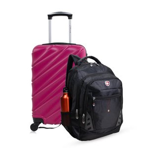 Kit Mala de Bordo Pink Havana + Mochila Fuji Swiss Move