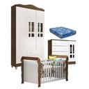 Ver imagem 1 de Quarto de Bebê Ariel 3p Berço Lara Branco Acetinado Amadeirado com Colchão – Carolina
