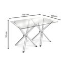 Ver imagem 2 de Sala de Jantar Completa Volga c/ Tampo Vidro 150cm + 6 Cadeiras Portugal Cromado/Courano Preto -