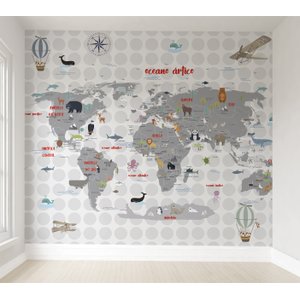 Papel de parede infantil mapa mundi para quarto de bebê M² PP45