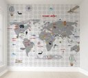 Ver imagem 1 de Papel de parede infantil mapa mundi para quarto de bebê M² PP45