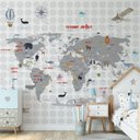 Ver imagem 4 de Papel de parede infantil mapa mundi para quarto de bebê M² PP45