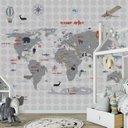 Ver imagem 3 de Papel de parede infantil mapa mundi para quarto de bebê M² PP45