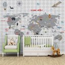 Ver imagem 2 de Papel de parede infantil mapa mundi para quarto de bebê M² PP45