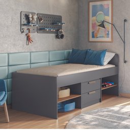 Cama Solteiro New Conect com Gavetas com Corredicas telescopica Santos Andira - 1