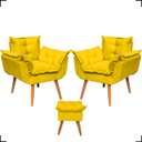 Ver imagem 1 de Kit 2 Poltronas Decorativas Para Recepção Manicure Sala De Estar + Puff Reforçado Suede