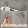 Toalheiro Duplo com Ventosa em Aço Inox e Acrílico Porta Toalha– Instalação sem Furos e Alta Durabil - 3