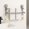 Toalheiro Duplo com Ventosa em Aço Inox e Acrílico Porta Toalha– Instalação sem Furos e Alta Durabil - 5