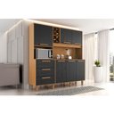 Ver imagem 3 de Armário para Cozinha Kit Max 181 Cm 6 Portas 3 Gavetas Cinamomo Preto Catedral Fosco - Zanzini