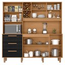 Ver imagem 2 de Armário para Cozinha Kit Max 181 Cm 6 Portas 3 Gavetas Cinamomo Preto Catedral Fosco - Zanzini