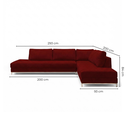 Ver imagem 3 de Sofá de Canto 5 Lugares com Chaise Lado Direito em Veludo Vermelho 293x200cm