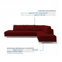 Ver imagem 4 de Sofá de Canto 5 Lugares com Chaise Lado Direito em Veludo Vermelho 293x200cm