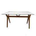 Ver imagem 3 de Mesa de jantar retangular para 4 lugares branca com base de madeira 130x70