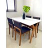 Mesa de jantar retangular para 4 lugares branca com base de madeira 130x70 - 7