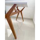 Ver imagem 5 de Mesa de jantar retangular para 4 lugares branca com base de madeira 130x70