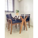 Ver imagem 6 de Mesa de jantar retangular para 4 lugares branca com base de madeira 130x70