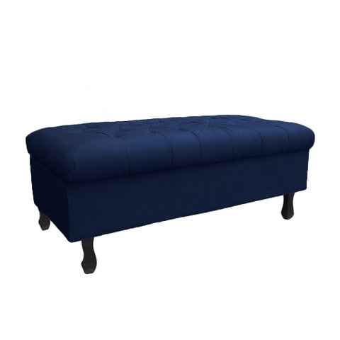Recamier Bau Bia 80cm Suede Azul Marinho - Dominic Decor