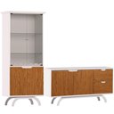 Ver imagem 1 de Kit Aparador Buffet Bar Living com Cristaleira Adega Vicky N01 Off White Ypê - Lyam Decor