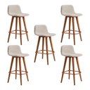 Ver imagem 1 de Kit 5 Banquetas Linea Baixa Luxo Aço Cobre Assento Linho Cozinha Ilha Design Moderno - Cobre/Palha