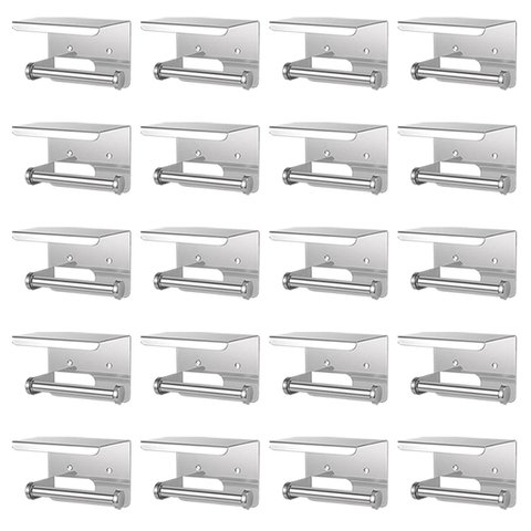 Suporte Papel Higienico Kit 20 Uni Inox Banheiro Lavabo Prateleira Apoio Celular Porta Objeto Multiu